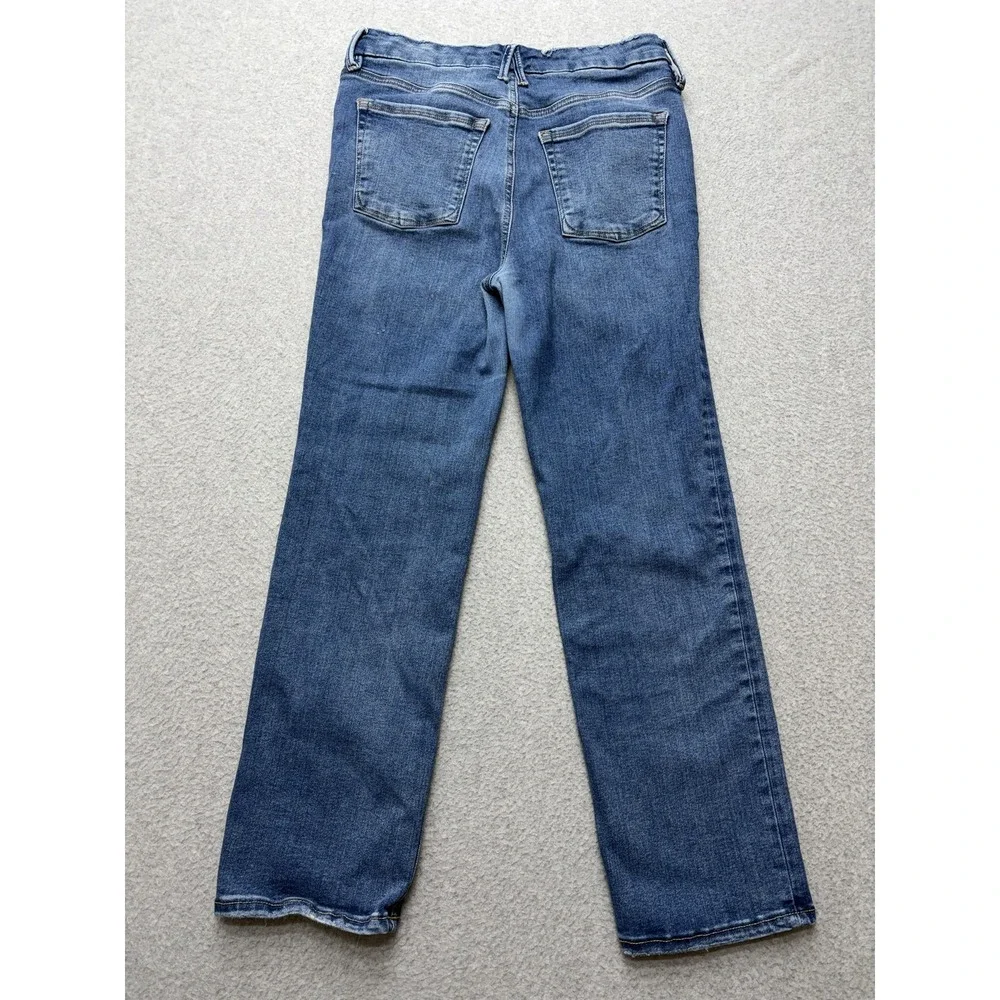 Good American High Rise‎ Straight Jeans Womens 8-12 Blue Medium Wash Stretch